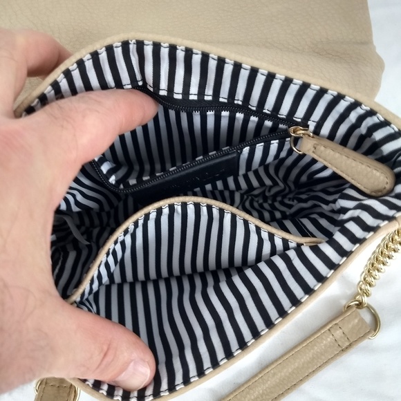 CHARMING CHARLIE Satchel Wallet Taupe w/Chains - Picture 7 of 8